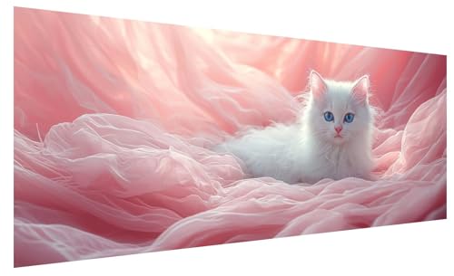 5D Diamond Painting Erwachsene Niedlich, Diamond Painting Bilder Groß Katze, DIY Full Drill Mosaikherstellung Bastelset, Kristall Stickerei Kreuzstich Basteln für Zimmer Deko Wohnzimmer (80x30cm) B-24 von JIAGUANG