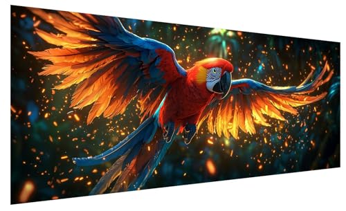 5D Diamond Painting Erwachsene Papagei, Diamond Painting Bilder Groß Tier, DIY Full Drill Mosaikherstellung Bastelset, Kristall Stickerei Kreuzstich Basteln für Zimmer Deko Wohnzimmer (200x80cm) A-95 von JIAGUANG