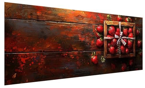 5D Diamond Painting Erwachsene Retro, Diamond Painting Bilder Groß Erdbeere, DIY Full Drill Mosaikherstellung Bastelset, Kristall Stickerei Kreuzstich Basteln für Zimmer Deko Wohnzimmer (80x30cm) B-10 von JIAGUANG