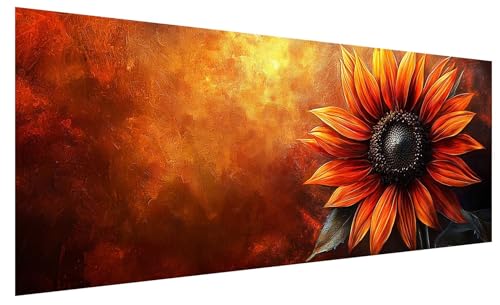 5D Diamond Painting Erwachsene Retro, Diamond Painting Bilder Groß Sonnenblume, DIY Full Drill Mosaikherstellung Bastelset, Kristall Stickerei Kreuzstich Basteln für Deko Wohnzimmer (80x30cm) C-7 von JIAGUANG