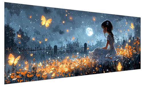5D Diamond Painting Erwachsene Schmetterling, Diamond Painting Bilder Groß Mädchen, DIY Full Drill Mosaikherstellung Bastelset, Kristall Stickerei Kreuzstich Basteln für Deko Wohnzimmer (150x60cm) B-2 von JIAGUANG