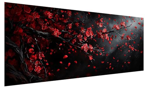 5D Diamond Painting Erwachsene Schwarz, Diamond Painting Bilder Groß Blume, DIY Full Drill Mosaikherstellung Bastelset, Kristall Stickerei Kreuzstich Basteln für Deko Wohnzimmer (250x100cm) A-59 von JIAGUANG