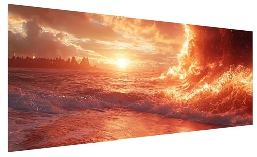 5D Diamond Painting Erwachsene Sonnenuntergang, Diamond Painting Bilder Groß Meer, DIY Full Drill Mosaikherstellung Bastelset, Kristall Stickerei Kreuzstich Basteln für Deko Wohnzimmer (100x40cm) A-25 von JIAGUANG