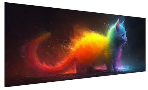 5D Diamond Painting Erwachsene Traum, Diamond Painting Bilder Groß Katze, DIY Full Drill Mosaikherstellung Bastelset, Kristall Stickerei Kreuzstich Basteln für Zimmer Deko Wohnzimmer (150x60cm) C-13 von JIAGUANG