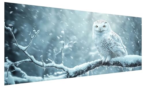 5D Diamond Painting Erwachsene Winter, Diamond Painting Bilder Groß Eule, DIY Full Drill Mosaikherstellung Bastelset, Kristall Stickerei Kreuzstich Basteln für Zimmer Deko Wohnzimmer (250x100cm) A-35 von JIAGUANG