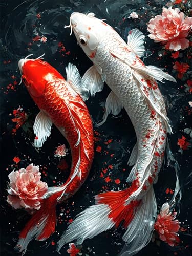 5D Diamond Painting Set 50x70 cm Diamond Painting Kits Blume, Fisch Vollbohrer Diamant Malerei Bilder Arts, DIY Crystal Strass Stickerei Painting Diamant Malerei Kit als Geschenk für Home Décor U-3 von JIAGUANG