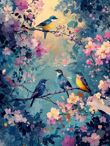 Diamond Painting Blumen, DIY Diamant Painting Bilder Landschaft für Erwachsene Anfänger, Vollbohrer Diamant Malerei Eckige Steine als Geschenke Weihnachten, Bastelset für Wanddeko, 90x120 cm, L-32 von JIAGUANG