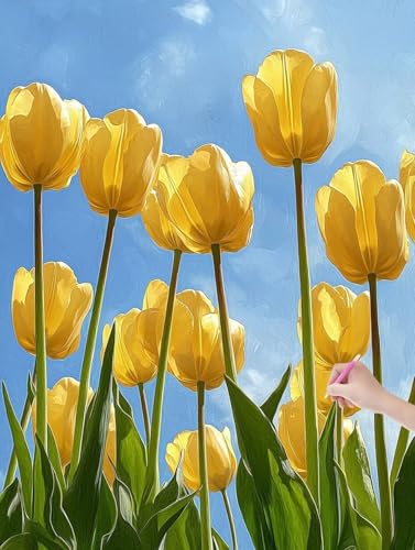 Diamond Painting Blumen, DIY Diamant Painting Bilder Tulpe für Erwachsene Anfänger, Vollbohrer Diamant Malerei Eckige Steine als Geschenke Weihnachten, Bastelset Erwachsene für Wanddeko 50x70 cm, L-64 von JIAGUANG