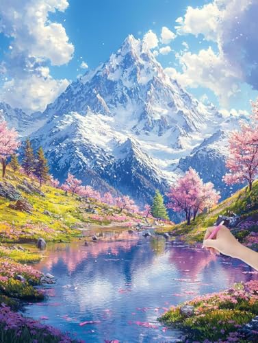 Diamond Painting Erwachsene Berg, DIY Frühling Diamond Painting Eckige Steine Set, Diamant Kunst Bilder für Anfänger, Diamant Malerei Bastelset Erwachsene für Home Wanddeko, Geschenke, 60x80 cm, L-09 Diamond Painting Erwachsene Berg, DIY Frühling Diamond Painting Eckige Steine Set, Diamant Kunst Bilder für Anfänger, Diamant Malerei Bastelset Erwachsene für Home Wanddeko, Geschenke, 60x80 cm, L-09 von JIAGUANG