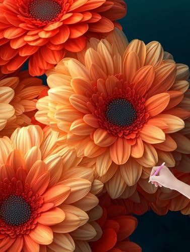 Diamond Painting Erwachsene Blumen, DIY Orange Diamond Painting Eckige Steine Set, Diamant Kunst Bilder für Anfänger, Diamant Malerei Bastelset Erwachsene für Home Wanddeko, Geschenke, 40x50 cm, V-49 von JIAGUANG