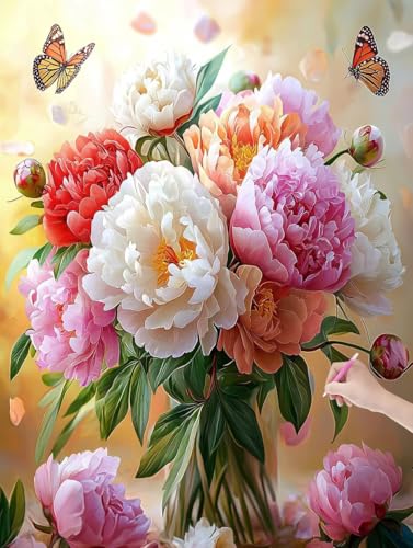Diamond Painting Erwachsene Blumen, DIY Schmetterling Diamond Painting Eckige Steine Set, Diamant Kunst Bilder für Anfänger, Diamant Malerei Bastelset für Zimmer Wanddeko, Geschenke, 60x80 cm, L-73 Diamond Painting Erwachsene Blumen, DIY Schmetterling Diamond Painting Eckige Steine Set, Diamant Kunst Bilder für Anfänger, Diamant Malerei Bastelset für Zimmer Wanddeko, Geschenke, 60x80 cm, L-73 von JIAGUANG