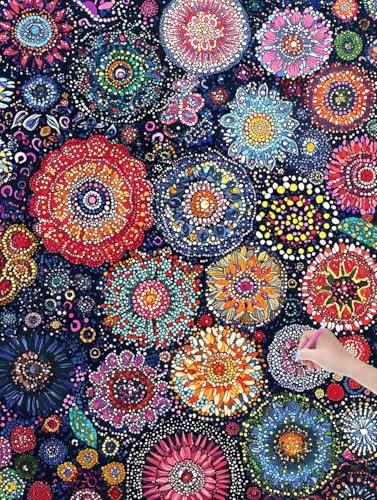 Diamond Painting Erwachsene Bunt, DIY Mandala Diamond Painting Eckige Steine Set, Diamant Kunst Bilder für Anfänger, Diamant Malerei Bastelset Erwachsene für Zimmer Wanddeko, Geschenke, 50x70 cm, L-49 von JIAGUANG