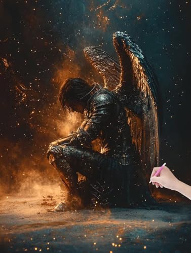 Diamond Painting Erwachsene Engel, DIY Schwarz Diamond Painting Eckige Steine Set, Diamant Kunst Bilder für Anfänger, Diamant Malerei Bastelset Erwachsene für Home Wanddeko, Geschenke, 50x70 cm, L-27 von JIAGUANG