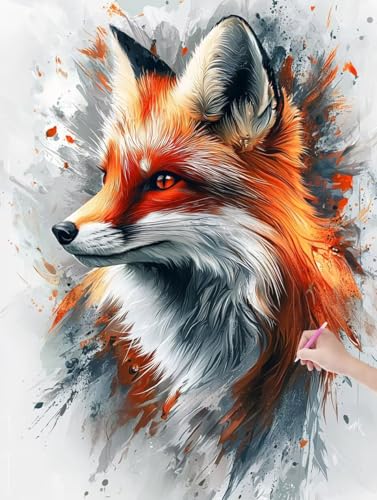 Diamond Painting Erwachsene Fuchs, DIY Tiere Diamond Painting Eckige Steine Set, Diamant Kunst Bilder für Anfänger, Diamant Malerei Bastelset Erwachsene für Zimmer Wand Deko, Geschenke, 50x70 cm, K-61 von JIAGUANG