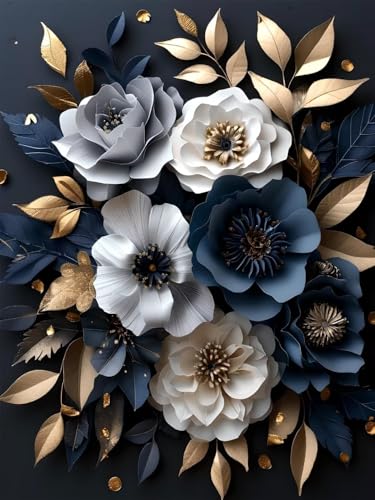 Diamond Painting Erwachsene Groß, 5D Diamond Painting Blume, Vollbohrer Diamant Malerei Cross Stickerei Kits, DIY Diamond Painting Dunkel Bilder Kinder Mosaikherstellung für Room Decor 60x80 cm K-5 von JIAGUANG