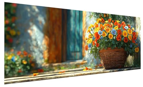 Diamond Painting Erwachsene Groß Bauernhaus, DIY Full Drill Diamond Painting Bilder Blume, 5D Kristall Strass Mosaikherstellung Bastelset für Deko Wohnzimmer Wanddeko Geschenke für Frauen 80x30cm B-41 von JIAGUANG