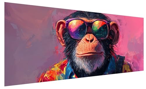 Diamond Painting Erwachsene Groß Cool, DIY Full Drill Diamond Painting Bilder Affe, 5D Kristall Strass Mosaikherstellung Bastelset für Deko Wohnzimmer Wanddeko, Geschenke für Frauen 250x100cm A-78 von JIAGUANG