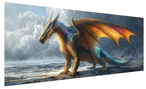 Diamond Painting Erwachsene Groß Drachen, DIY Full Drill Diamond Painting Bilder Tier, 5D Kristall Strass Mosaikherstellung Bastelset für Deko Wohnzimmer Wanddeko, Geschenke für Frauen 130x50cm B-47 Diamond Painting Erwachsene Groß Drachen, DIY Full Drill Diamond Painting Bilder Tier, 5D Kristall Strass Mosaikherstellung Bastelset für Deko Wohnzimmer Wanddeko, Geschenke für Frauen 130x50cm B-47 von JIAGUANG