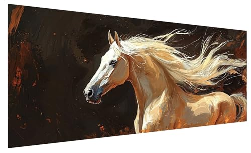 Diamond Painting Erwachsene Groß Einfachheit, DIY Full Drill Diamond Painting Bilder Pferd, 5D Kristall Strass Mosaikherstellung Bastelset für Deko Wohnzimmer, Geschenke für Frauen 250x100cm A-96 von JIAGUANG