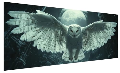 Diamond Painting Erwachsene Groß Eule, DIY Full Drill Diamond Painting Bilder Cool, 5D Kristall Strass Mosaikherstellung Bastelset für Deko Wohnzimmer Wanddeko, Geschenke für Frauen 100x40cm B-77 von JIAGUANG