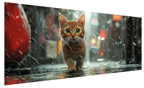 Diamond Painting Erwachsene Groß Katze, DIY Full Drill Diamond Painting Bilder Stadt, 5D Kristall Strass Mosaikherstellung Bastelset für Deko Wohnzimmer Wanddeko, Geschenke für Frauen 80x30cm B-51 von JIAGUANG