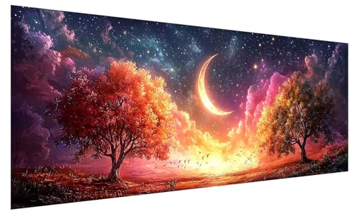 Diamond Painting Erwachsene Groß Mond, DIY Full Drill Diamond Painting Bilder Baum, 5D Kristall Strass Mosaikherstellung Bastelset für Deko Wohnzimmer Wanddeko, Geschenke für Frauen 150x60cm B-5 Diamond Painting Erwachsene Groß Mond, DIY Full Drill Diamond Painting Bilder Baum, 5D Kristall Strass Mosaikherstellung Bastelset für Deko Wohnzimmer Wanddeko, Geschenke für Frauen 150x60cm B-5 von JIAGUANG