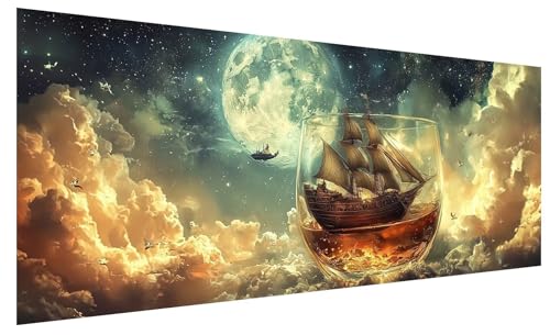 Diamond Painting Erwachsene Groß Mond, DIY Full Drill Diamond Painting Bilder Boot, 5D Kristall Strass Mosaikherstellung Bastelset für Deko Wohnzimmer Wanddeko, Geschenke für Frauen 80x30cm A-16 Diamond Painting Erwachsene Groß Mond, DIY Full Drill Diamond Painting Bilder Boot, 5D Kristall Strass Mosaikherstellung Bastelset für Deko Wohnzimmer Wanddeko, Geschenke für Frauen 80x30cm A-16 von JIAGUANG