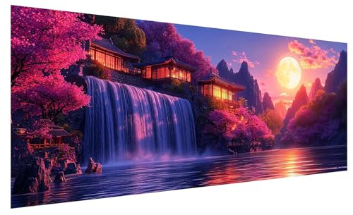 Diamond Painting Erwachsene Groß Mond, DIY Full Drill Diamond Painting Bilder Fallen, 5D Kristall Strass Mosaikherstellung Bastelset für Deko Wohnzimmer Wanddeko, Geschenke für Frauen 250x100cm A-50 von JIAGUANG