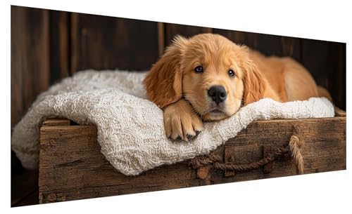 Diamond Painting Erwachsene Groß Niedlich, DIY Full Drill Diamond Painting Bilder Hund, 5D Kristall Strass Mosaikherstellung Bastelset für Deko Wohnzimmer Wanddeko, Geschenke für Frauen 150x60cm A-12 von JIAGUANG