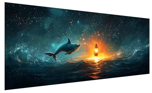 Diamond Painting Erwachsene Groß Öllampe, DIY Full Drill Diamond Painting Bilder Delphin, 5D Kristall Strass Mosaikherstellung Bastelset für Deko Wohnzimmer Wanddeko Geschenke für Frauen 130x50cm A-82 Diamond Painting Erwachsene Groß Öllampe, DIY Full Drill Diamond Painting Bilder Delphin, 5D Kristall Strass Mosaikherstellung Bastelset für Deko Wohnzimmer Wanddeko Geschenke für Frauen 130x50cm A-82 von JIAGUANG