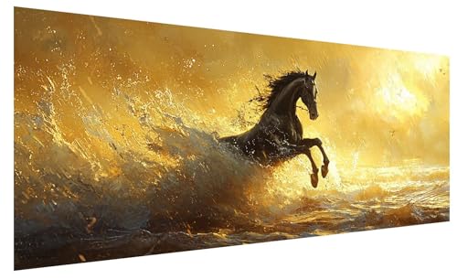 Diamond Painting Erwachsene Groß Retro, DIY Full Drill Diamond Painting Bilder Pferd, 5D Kristall Strass Mosaikherstellung Bastelset für Deko Wohnzimmer Wanddeko, Geschenke für Frauen 150x60cm B-85 Diamond Painting Erwachsene Groß Retro, DIY Full Drill Diamond Painting Bilder Pferd, 5D Kristall Strass Mosaikherstellung Bastelset für Deko Wohnzimmer Wanddeko, Geschenke für Frauen 150x60cm B-85 von JIAGUANG