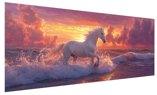 Diamond Painting Erwachsene Groß Sonnenuntergang, DIY Full Drill Diamond Painting Bilder Pferd, 5D Kristall Strass Mosaikherstellung Bastelset für Deko Wohnzimmer, Geschenke für Frauen 80x30cm B-9 Diamond Painting Erwachsene Groß Sonnenuntergang, DIY Full Drill Diamond Painting Bilder Pferd, 5D Kristall Strass Mosaikherstellung Bastelset für Deko Wohnzimmer, Geschenke für Frauen 80x30cm B-9 von JIAGUANG