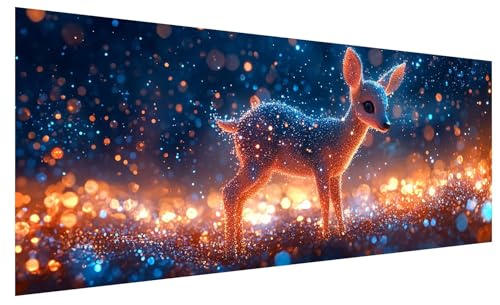 Diamond Painting Erwachsene Groß Traum, DIY Full Drill Diamond Painting Bilder Reh, 5D Kristall Strass Mosaikherstellung Bastelset für Deko Wohnzimmer Wanddeko, Geschenke für Frauen 250x100cm B-39 von JIAGUANG
