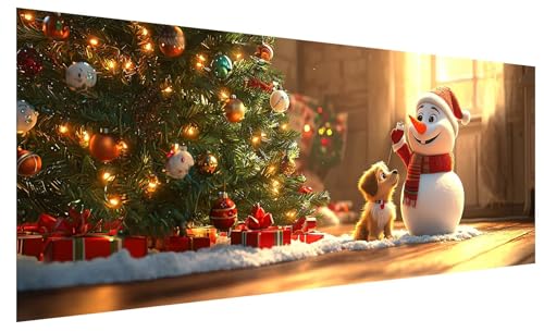 Diamond Painting Erwachsene Groß Weihnachten, DIY Full Drill Diamond Painting Bilder Schneemann, 5D Kristall Strass Mosaikherstellung Bastelset für Deko Wohnzimmer, Geschenke für Frauen 80x30cm A-70 von JIAGUANG