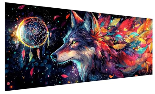 Diamond Painting Erwachsene Groß Wolf, DIY Full Drill Diamond Painting Bilder Feder, 5D Kristall Strass Mosaikherstellung Bastelset für Deko Wohnzimmer Wanddeko, Geschenke für Frauen 250x100cm B-17 Diamond Painting Erwachsene Groß Wolf, DIY Full Drill Diamond Painting Bilder Feder, 5D Kristall Strass Mosaikherstellung Bastelset für Deko Wohnzimmer Wanddeko, Geschenke für Frauen 250x100cm B-17 von JIAGUANG