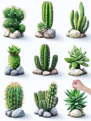 Diamond Painting Erwachsene Kaktus, DIY Anlage Diamond Painting Eckige Steine Set, Diamant Kunst Bilder für Anfänger, Diamant Malerei Bastelset Erwachsene für Home Wanddeko, Geschenke, 50x70 cm, L-45 von JIAGUANG