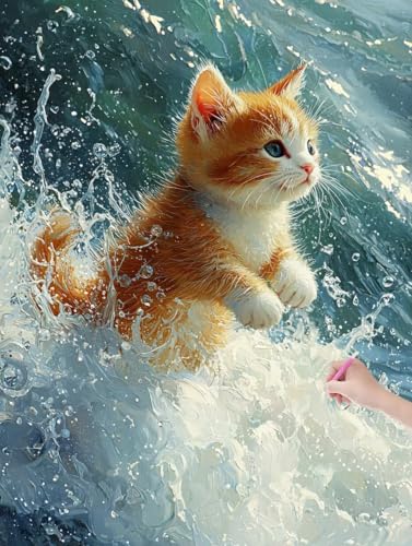 Diamond Painting Erwachsene Katze, DIY Tiere Diamond Painting Eckige Steine Set, Diamant Kunst Bilder für Anfänger, Diamant Malerei Bastelset Erwachsene für Zimmer Wanddeko, Geschenke, 90x120 cm, K-81 von JIAGUANG
