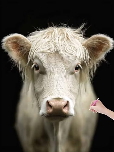 Diamond Painting Erwachsene Kuh, DIY Tiere Diamond Painting Eckige Steine Set, Diamant Kunst Bilder für Anfänger, Diamant Malerei Bastelset Erwachsene für Zimmer Wand Deko, Geschenke, 50x70 cm, L-15 von JIAGUANG