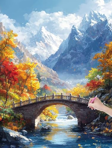 Diamond Painting Erwachsene Landschaft, DIY Berg Diamond Painting Eckige Steine Set, Diamant Kunst Bilder für Anfänger, Diamant Malerei Bastelset Erwachsene für Wanddeko, Geschenke, 50x70 cm, V-67 von JIAGUANG