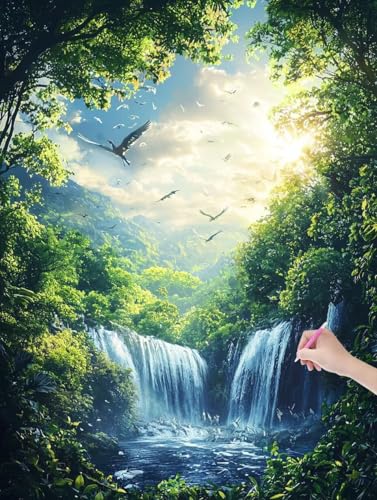 Diamond Painting Erwachsene Landschaft, DIY Herbst Diamond Painting Eckige Steine Set, Diamant Kunst Bilder für Anfänger, Diamant Malerei Bastelset Erwachsene für Wanddeko, Geschenke, 90x120 cm, K-45 von JIAGUANG