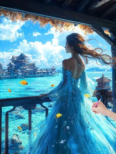 Diamond Painting Erwachsene Landschaft, DIY Meer Diamond Painting Eckige Steine Set, Diamant Kunst Bilder für Anfänger, Diamant Malerei Bastelset Erwachsene für Wanddeko, Geschenke, 50x70 cm, L-03 von JIAGUANG