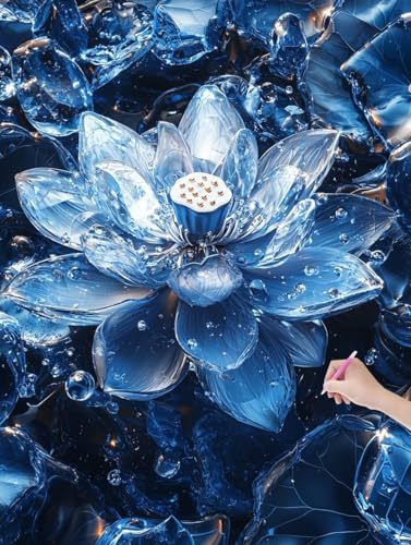 Diamond Painting Erwachsene Lotus, DIY Blumen Diamond Painting Eckige Steine Set, Diamant Kunst Bilder für Anfänger, Diamant Malerei Bastelset Erwachsene für Zimmer Wanddeko, Geschenke, 50x70 cm, K-53 von JIAGUANG