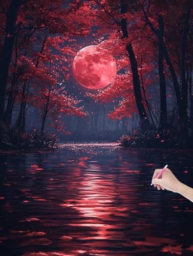 Diamond Painting Erwachsene Mond, DIY Landschaft Diamond Painting Eckige Steine Set, Diamant Kunst Bilder für Anfänger, Diamant Malerei Bastelset Erwachsene für Wanddeko, Geschenke, 50x70 cm, L-25 von JIAGUANG