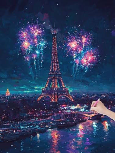 Diamond Painting Erwachsene Paris, DIY Landschaft Diamond Painting Eckige Steine Set, Diamant Kunst Bilder für Anfänger, Diamant Malerei Bastelset Erwachsene für Wanddeko, Geschenke, 50x70 cm, L-37 von JIAGUANG