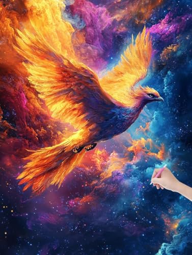 Diamond Painting Erwachsene Phönix, DIY Tiere Diamond Painting Eckige Steine Set, Diamant Kunst Bilder für Anfänger, Diamant Malerei Bastelset Erwachsene für Zimmer Wanddeko, Geschenke, 50x70 cm, L-71 von JIAGUANG