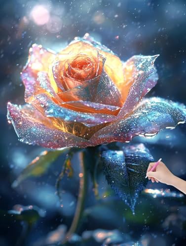Diamond Painting Erwachsene Rose, DIY Fantasy Diamond Painting Eckige Steine Set, Diamant Kunst Bilder für Anfänger, Diamant Malerei Bastelset Erwachsene für Home Wanddeko, Geschenke, 90x120 cm, K-33 von JIAGUANG