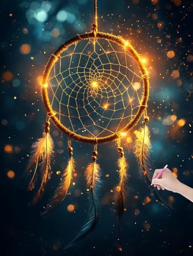 Diamond Painting Erwachsene Traumfänger, DIY Feder Diamond Painting Eckige Steine Set, Diamant Kunst Bilder für Anfänger, Diamant Malerei Bastelset Erwachsene für Wanddeko, Geschenke, 50x70 cm, L-85 von JIAGUANG