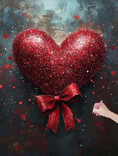 Diamond Painting Erwachsene Valentinstag, DIY Liebe Diamond Painting Eckige Steine Set, Diamant Kunst Bilder für Anfänger, Diamant Malerei Bastelset Erwachsene für Wanddeko, Geschenke, 50x70 cm, K-57 von JIAGUANG