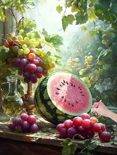 Diamond Painting Erwachsene Wassermelone, DIY Stillleben Diamond Painting Eckige Steine Set, Diamant Kunst Bilder für Anfänger, Diamant Malerei Bastelset für Home Wanddeko, Geschenke, 90x120 cm, K-69 von JIAGUANG
