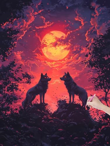 Diamond Painting Erwachsene Wolf, DIY Mond Diamond Painting Eckige Steine Set, Diamant Kunst Bilder für Anfänger, Diamant Malerei Bastelset Erwachsene für Zimmer Wand Deko, Geschenke, 50x70 cm, L-17 Diamond Painting Erwachsene Wolf, DIY Mond Diamond Painting Eckige Steine Set, Diamant Kunst Bilder für Anfänger, Diamant Malerei Bastelset Erwachsene für Zimmer Wand Deko, Geschenke, 50x70 cm, L-17 von JIAGUANG